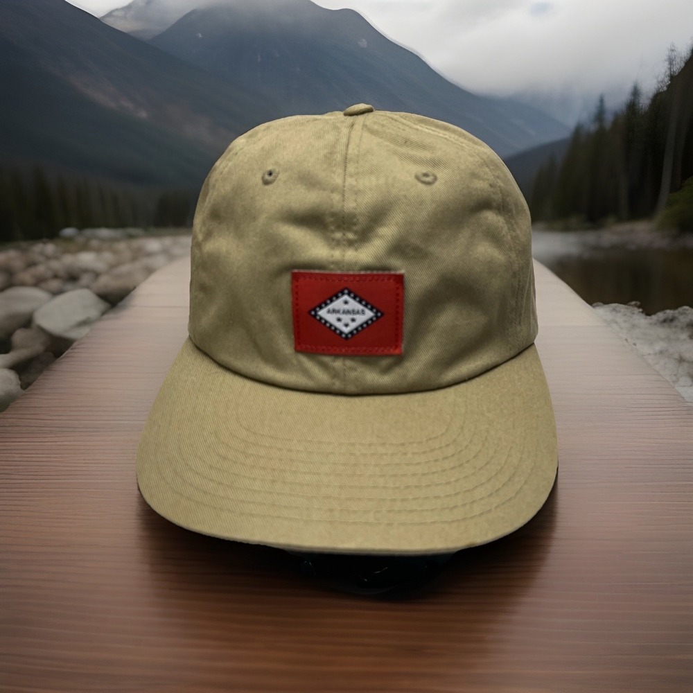 Arkansas State Flag Khaki Adjustable Cap Hat Preowned